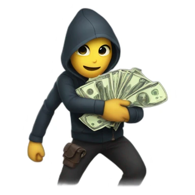 A thief with money in his hands sticker