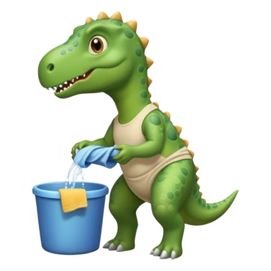 Dinosaur washing clothes sticker