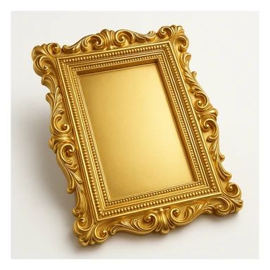 classic ornate gold picture frame, empty, front view sticker