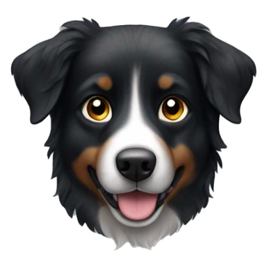 Small black australian shepherd dog with dark muzzel sticker