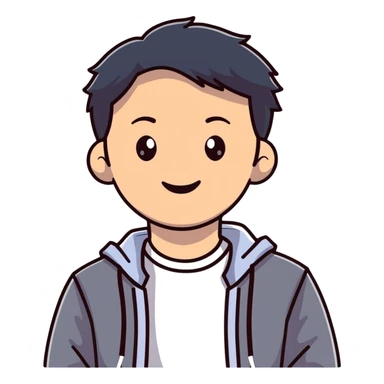 Friendly Korean man in casual clothes smiling sticker
