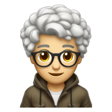 joven piel blanca pelo canoso gafas con gusto atigrado sticker