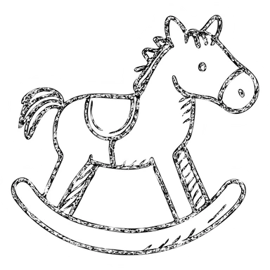 hand drawn outlined rocking horse icon sticker