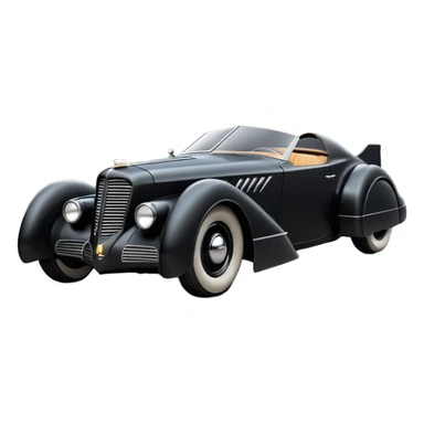 the animated series aerodynamic opulent dark knight futuristic concept Batmobile loosely based on 1936 cord 812 Lincoln (flat long straight faceted mechanical body) winged stealthy street hot rod  sticker