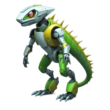 a futuristic mechanical spiky Medabot-lizard full body sticker