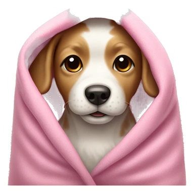A small Brown white dog under a pink blanket sticker