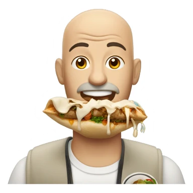 Bald man eating shawarma sticker