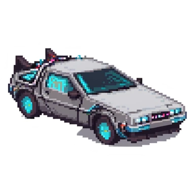 DeLorean car with time circuits sticker