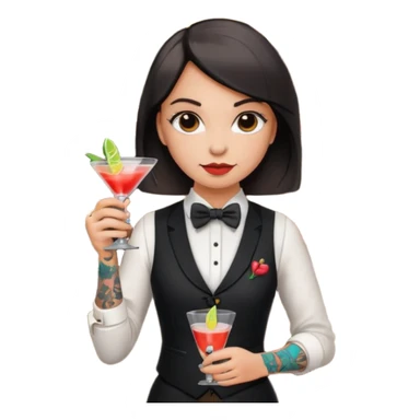 a bartender girl with bow tie and vest, having tattoo















 sticker
