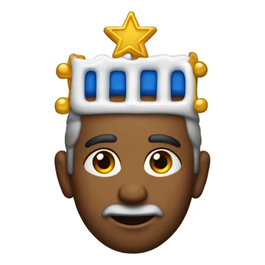 A Jewish guy with one dangly menorah earring sticker