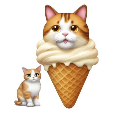 Icecream with fat calico cat sticker