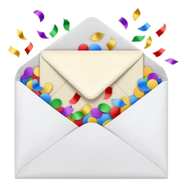white envelope with confetti sticker