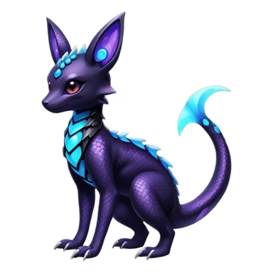 Shiny Dark Cute Majestic Sophisticated Modern Gothic Gloomy Futuristic Scaly Cyber-Salandit-Umbreon-Delcatty-Hybrid (Full body) sticker