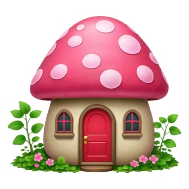 Pink little mushroom house covered in vines sticker