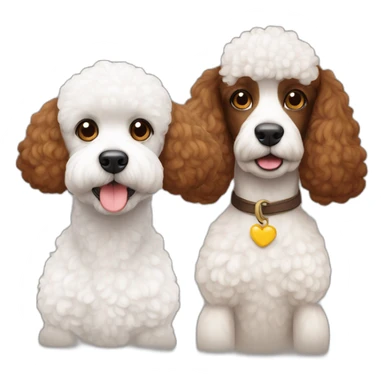 2 dogs together french poodle 1 white colour 1 canela brown color sticker