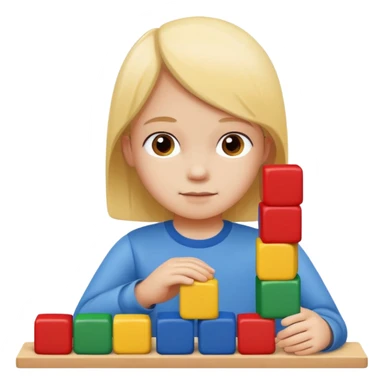 child stacking colorful blocks sticker
