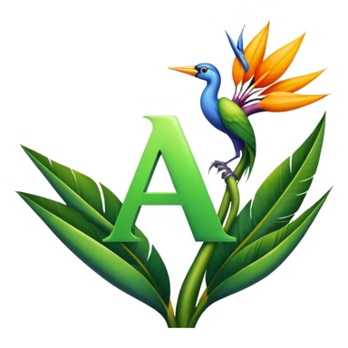 the flower the bird of paradise logo with the letter "A" sticker