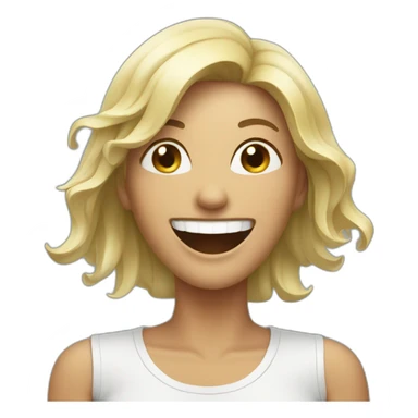 woman laughing alone with salad sticker