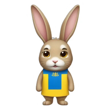 rabbit in a Ukrainian flag costume sticker