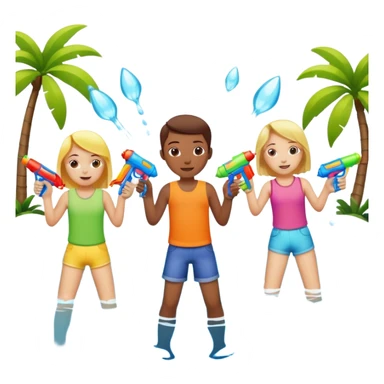 children playing with water guns sticker