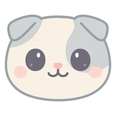 blue point Scottish Fold cat face, folded ears, gentle expression, kawaii style sticker