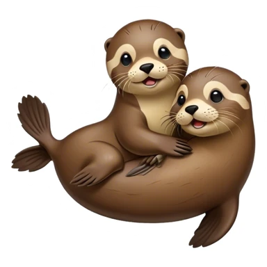 A seal is holding an otter. sticker