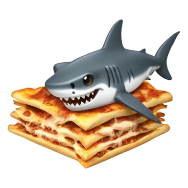 Shark eating lasagna sticker