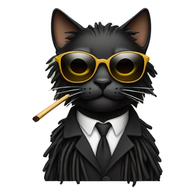 Black cat with dreads smoking and has sunglasses sticker