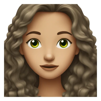 brunette girl with long flowy hair and green eyes  sticker