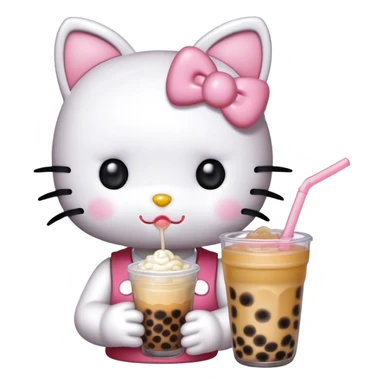 Cute hello kitty in boba sticker