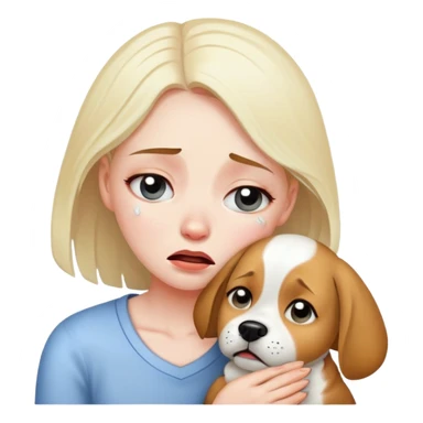 Girl crying with her dog sticker