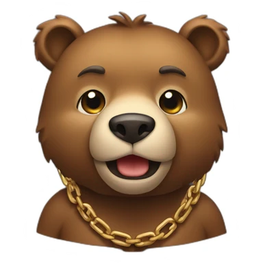 bear wearing a chain 3/4 view sticker
