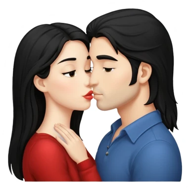 Long Black haired  couple kissing sticker