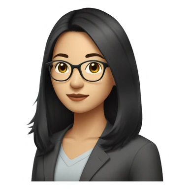 Asian software engineer in her early 20s with glasses and shoulder-length black hair sticker