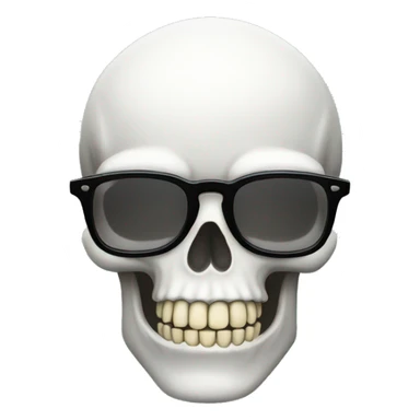 a white skull emoji with no jaw like the IOS skull emoji with glasses and big teeth in the front sticker