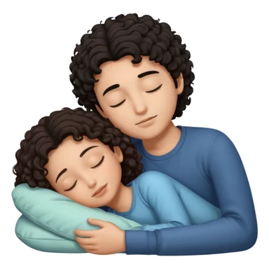 ragazzo con i capelli ricci neri e ragazza con i capelli castani che dormono insieme (senza bambini) sticker