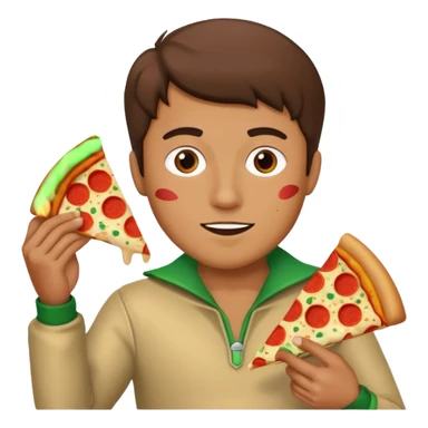 Create a man in a costume eating pizza sticker