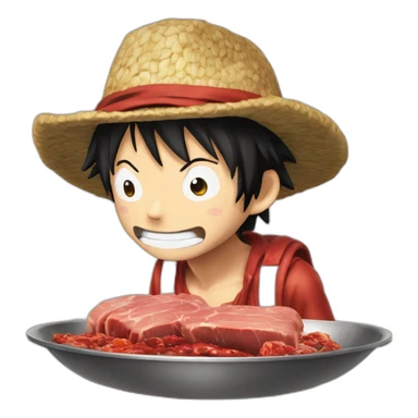 Luffy qui mange de la viande sticker
