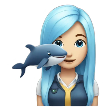 A whale as a staffed animal with a blonde girl blue eyes sticker