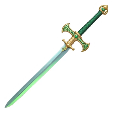 Double-edged Arabic sword with green color sticker