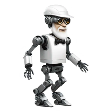 Charles darwin as a modern robot sticker