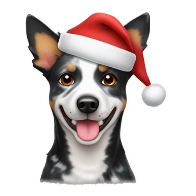 Black and white Australian cattle dog in Santa hat sticker