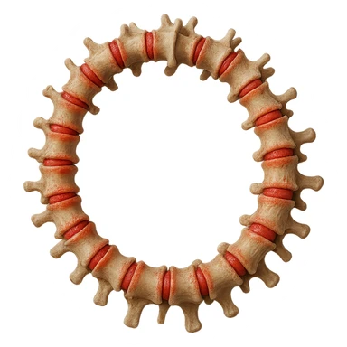 SPINA DORSALE ANATOMICA UMANA REALISTICA infiammata CHIUSA A CERCHIO, iperrealistica 4k, non disegnata sticker