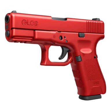 red Glock handgun, simple, clear sticker
