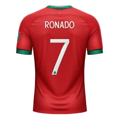 Create back side jersey of Portugal football team of red colour. Name "RONALDO" jersey no 7. sticker