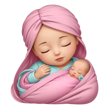 Newborn girl sleeping baby swaddled in pink sticker