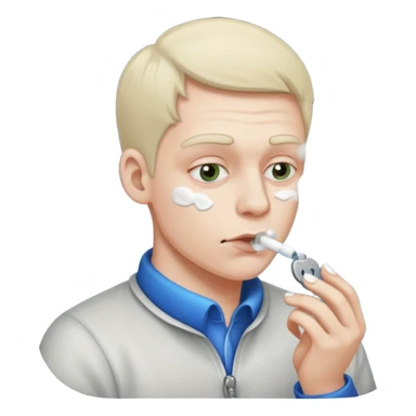 A man snorting white powder off of a key sticker