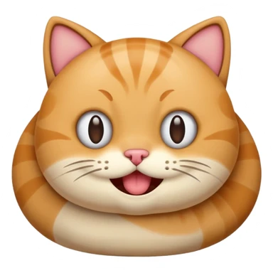 funny emoji-style cat pooping, round shapes sticker