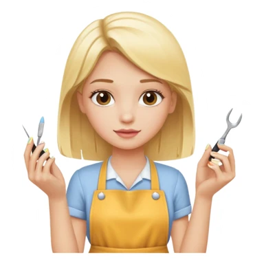 Blondie girl making nails sticker