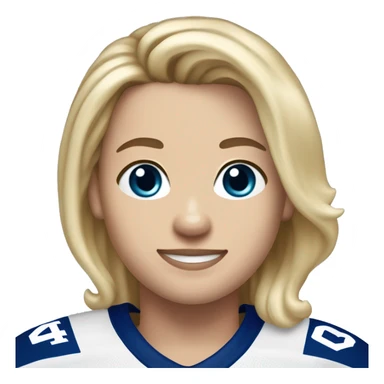 hockey player wearing a Toronto Maple Leafs jersey number 14 right handed blonde hair and a con the jersey  sticker